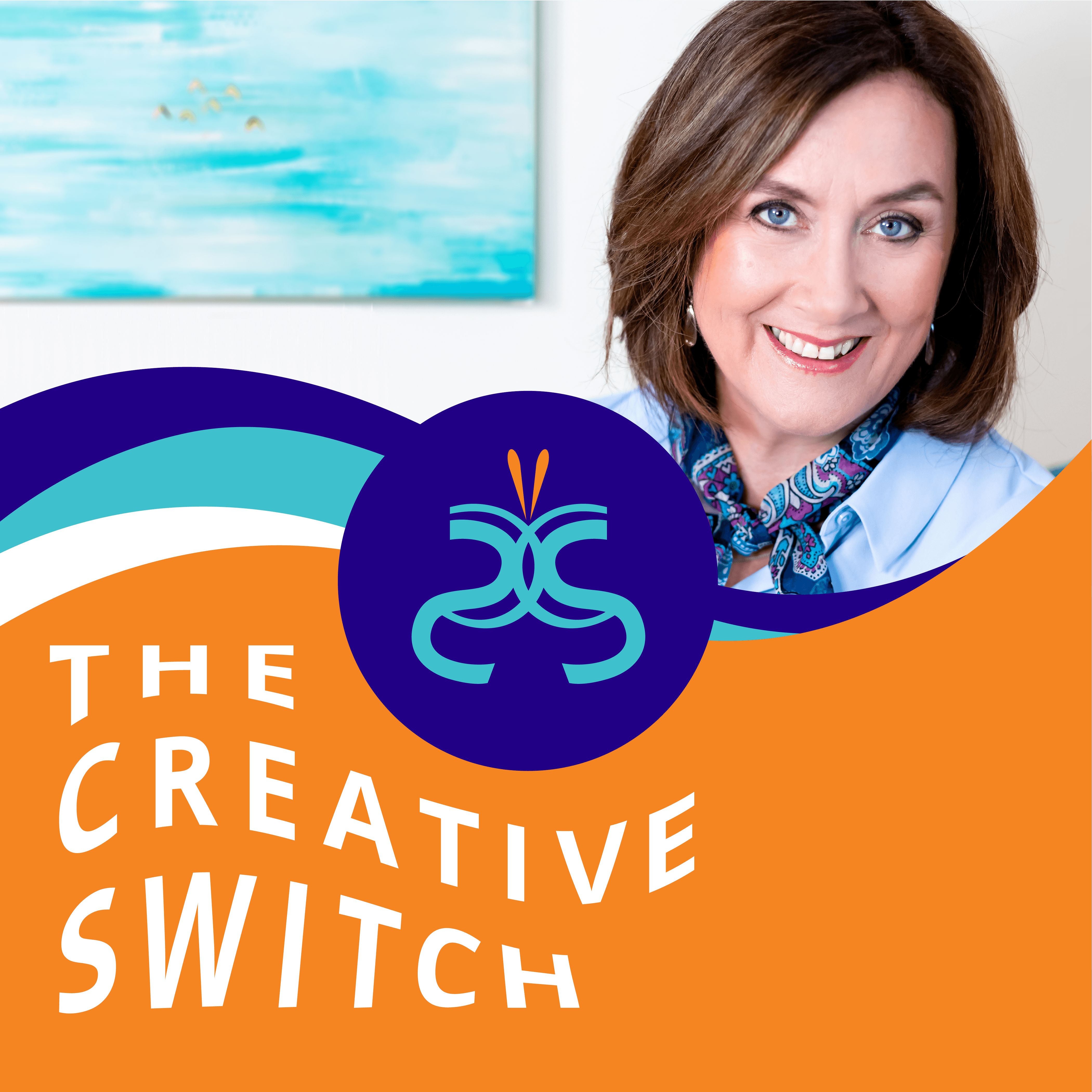 st cover image with photo of Nikki Vallance and The Creative Switch logo with waves of blue, turquoise and white and a turquoise logo on a blue circle.